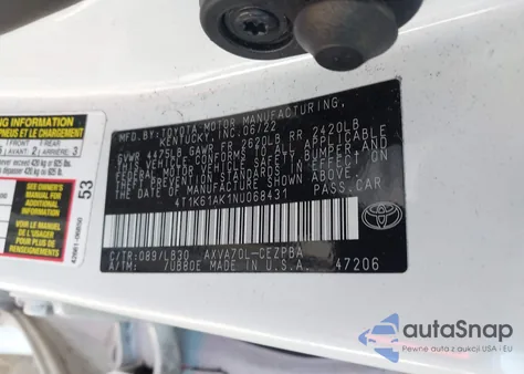 2022 Toyota Camry Xse from USA, damaged, VIN 4T1K61AK1NU068431